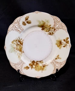 Vintage Herman Ohme handbemalt alt Elfenbein Schlesien 7,75" Durchmesser Blumenteller - Bild 1 von 7