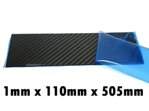Matte Black Real Carbon Fiber Twill Sheet Panel Plate Plain 1mm x 110mm x 505mm - Picture 1 of 1