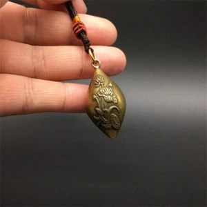 Antique Brass Tibet Pendant Bell Car Hanging Ornament Good Luck Feng Shui - Photo 1 sur 6