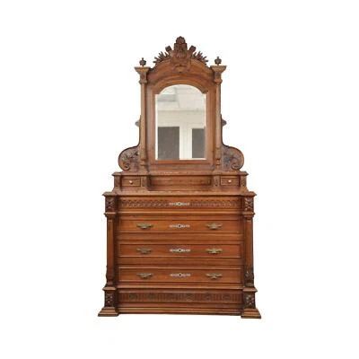 Antique French Napoleon III Four Drawer Dresser with Mirror c. Late 19th Century - Image 1 of 4