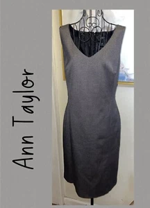 ANN TAYLOR Black Jacquard Suiting Sheath Dress-Sleeveless-Lined-Size 8 - Picture 1 of 4