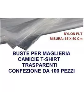BUSTE MAGLIA CAMICIA NYLON PLT 35X50Cm PER LAVANDERIE,TINTORIE,STIRERIE 100pezzi - Picture 1 of 1