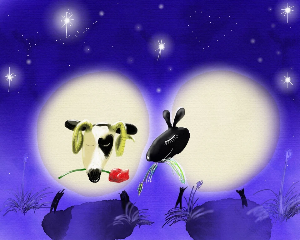 Valentines card. Hello Ewe. 6x6 inch square card. Blank inside - Image 1 of 3