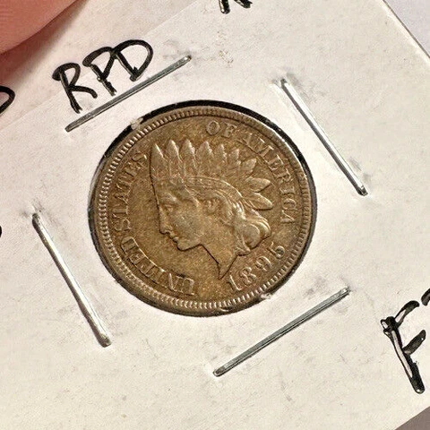 1895 Indian Head US 1c ~  High Grade Repunch DT 5/5~ Faint Diamond ~ Nice! ~ J36 Cover
