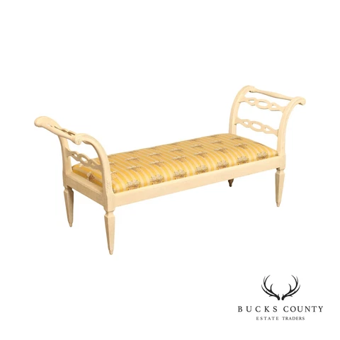 French Country Style Distress Painted Window Bench Cover