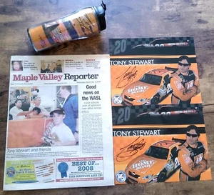 x2 Tony Stewart Autographed 2008 Promo Sheet 8x10 Home Depot Racing #20 + Extras - Picture 1 of 8