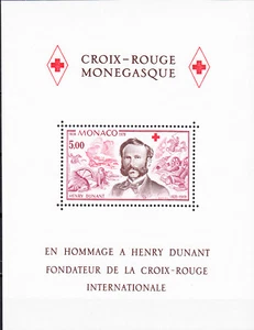 W MONACO 1137 HENRY DUNANT RED CROSS FOUNDER SOUVENIR SHEET - Picture 1 of 1