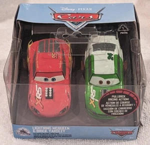 Disney Pixar Pull-N-Race Die Cast Cars Lightning McQueen #95 & Brick Yardly #24 - Picture 1 of 16