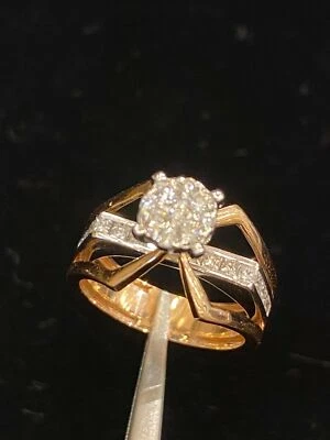 0.78 Cts Round Princess Cut Natural Diamonds Anniversary Ring In 585 14K Gold - Image 1 of 4