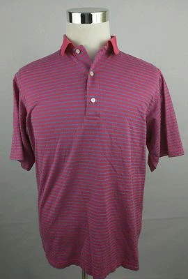 Camisa Polo Club de Golf Carnoustie Rosa Azul Rayas 100% Algodón Mercerizado MEDIANA Foto 1 de 3