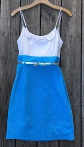 Trina Turk Womens 6 Honono Dress Turquoise Metallic Belt P22 - Picture 1 of 7