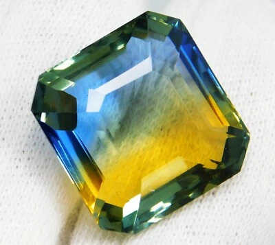 Piedra preciosa suelta corte radiante natural bicolor impecable 43,90 quilates certificada Foto 1 de 4