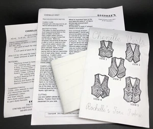 Rochelle's CHENILLE VESTS Sewing Pattern; Sizes XS-XL (RF943) - Picture 1 of 4