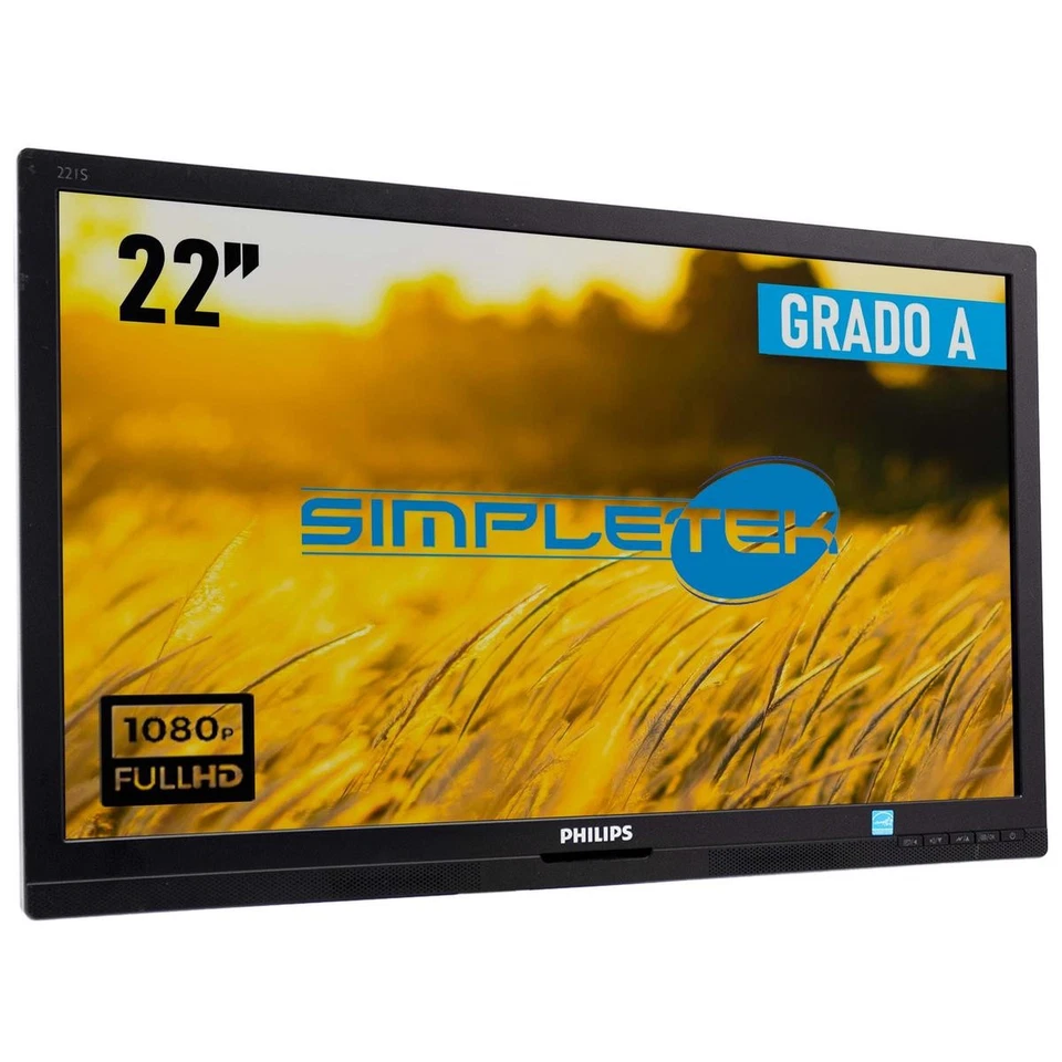 Philips 22" 16:9 Full HD Multimedia LCD Display Monitor DVI DP VGA - Image 1 of 4