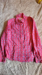 Panhandle Pink Boots Size Medium Cowboy Rodeo Button Shirt - Picture 1 of 10