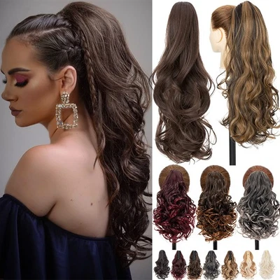 Clip in Pferdeschwanz Lockig Haarverlängerung Haarteil Extensions wie Echthaare - Bild 1 von 4