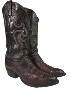 Vintage Tony Lama 8536 Teju Eidechse Leder Cognac Braun Cowboystiefel Herren Gr. 10D - Bild 1 von 8