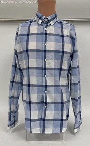 Express Men's Blue Plaid Button Up Long Sleeve - Size M - Picture 1 of 6