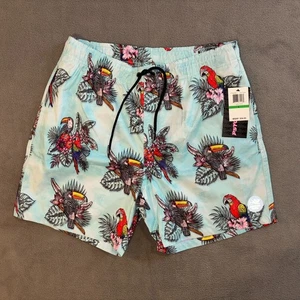 Psycho Tuna Fair Aqua Tropical Birds Summer Shorts Men's Size Large - Picture 1 of 9
