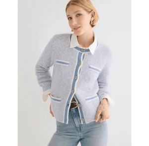 J. CREW Suéter Mármol Dama Chaqueta Lila Paisaje Marino Blanco Cárdigan Para Mujer Talla XS - Imagen 1 de 10