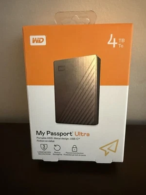 WD 4TB My Passport Ultra Portable USB-C Windows + Mac HDD-WDBFTM0040BSL-WESN NEW - Image 1 of 4