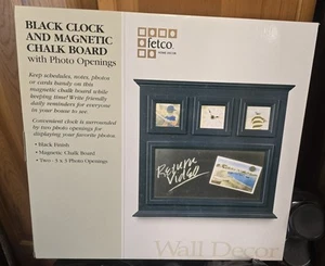 Fetco Black Finish,Clock Magnetic Chalk Board Photo Openings 17.375" x 16 x 1.5" - Picture 1 of 6
