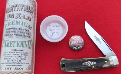 Cuchillo Great Eastern Ciervo Quemado Tascosa Lockblade 831115LB 42 HECHO con Botón Sin Reserva Foto 1 de 4