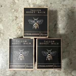 3x Organic  Tallow Balm with Raw Honey 3.53oz Citrus And Lavender - Picture 1 of 3