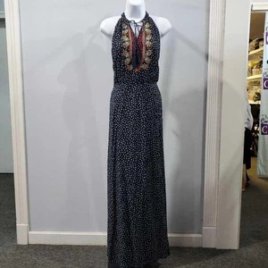 Maxi Vestido THML para Anthropologie Talla Grande Boho Bordado Halter Lunares - Imagen 1 de 5