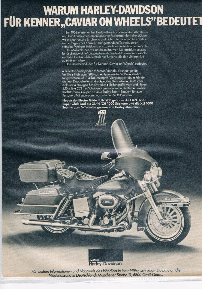 Harley Davidson Werbeanzeige Werbung Electra Glide NG  - Bild 1 von 1