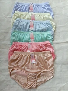 x6 Damen Vintage Höschen Nylon transparent Hi Slip Oma Unterhose Schlüpfer Größe XL - Bild 1 von 11