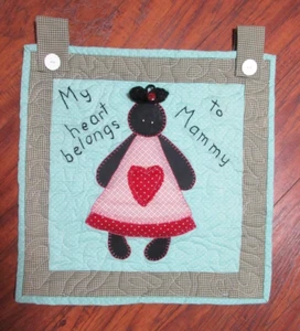 Handmade Quilted Wall Hanging "MY HEART BELONGS TO MAMMY" 16"x16" NEW - Picture 1 of 1