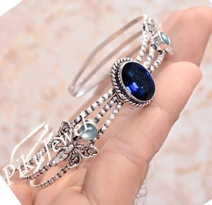 Tansanit mit Labradorit Edelstein 925 Sterling Silber Armband für Freundin - Bild 1 von 6