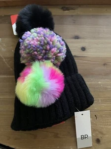 BP Black Beanie Interchangeable Pom Poms Pick a Pom - Picture 1 of 4