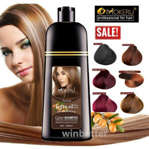 500ml Mokeru Natural Permanent Instant Hair Dye Shampoo Argan Oil Hair Coloring