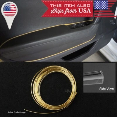 Panel de tablero de instrumentos de puerta de consola dorado de 16' línea de ajuste a rayas inserto de moldura para Nissan Foto 1 de 4