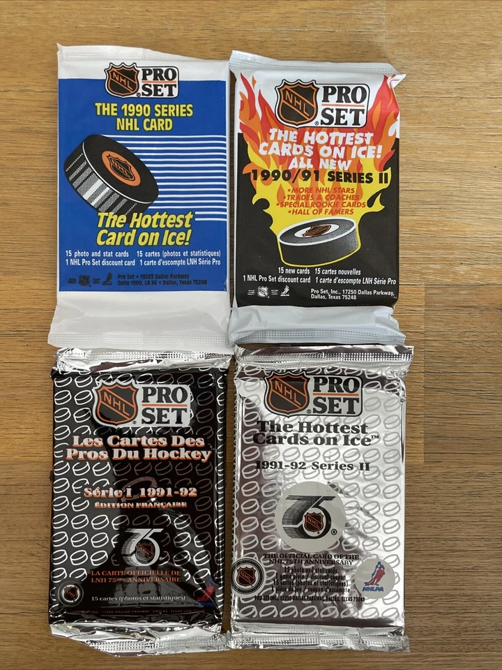 4 X Paquetes Sellados 60 Cartas 1990 - 1991 Juego Profesional NHL Hockey 🏒 🥅 Valor Sobresaliente Foto 1 de 1