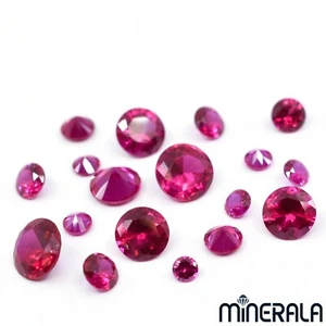 RUBY CORUNDUM LAB CREATED ROUND FACETED LOOSE GEMSTONE 1mm - 16mm WP0277C - Picture 1 of 9