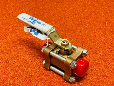 Milwaukee Valve UPBA350 3-Piece Bronze Ball Valve With Handle 3/4" - Image 1 of 4