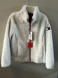 NWT Tommy Hilfiger Women's Faux Fur Fleece Jacket, Sail Cloth White, Size M - Picture 1 of 6