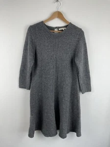 Cabbages & Roses Jumper Dress Large Grey Cashmere Wool Chunky Knit Peplum Tunic - Picture 1 of 7