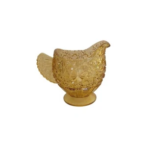 Daisy & Button Glass Light Amber Small Personal Creamer 3" T x 2.5" D VTG - Picture 1 of 7