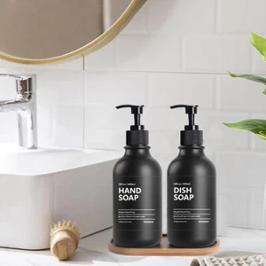 Dispensador de jabón de 500 ml con 6 etiquetas baño champú loción botella bandeja soporte - Imagen 1 de 17