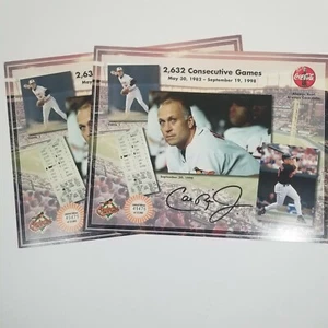 (2) Cal Ripken Jr. 2,632 Consecutive Games Promo Card Poster #/55,000 Orioles - Picture 1 of 11