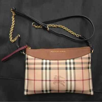 Burberry Authentic Haymarket Check Leather Crossbody, Clutch, Black - Image 1 of 4