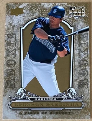 BRONSON SARDINHA 2008 UD PIECE OF HISTORY Rookie GOLD Card #141 SER#36/75 NM-MT - Image 1 of 2