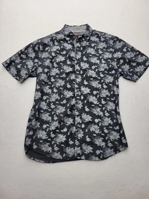 Smash Men Button-Up Medium Black/White Short Sleeve Floral Cotton Knit - Image 1 of 4