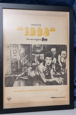 Rare DAVID BOWIE framed "1984" USA single 1974 Billboard mag 17¾"x13" pic14½x10¾ - Image 1 of 4