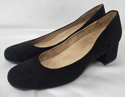 Naturalizer tamanho 9.5M preto camurça sintética biqueira redonda salto bloco Donelle Bombas Conforto - Imagem 1 de 4