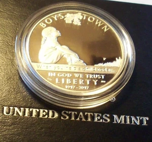 2017 P BOYS TOWN CENTENNIAL KEY ONLY 32K MT 90% SILVER DOLLAR COMMEMORATIVE LOT - Picture 1 of 3